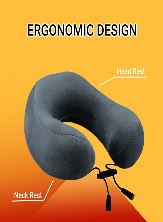 Billebon Super Soft Fiber Filled Neck Pillow for Travel Combo with Premium Eye Mask Neck Rest Pillow (Grey with Eye Mask) - Image 2